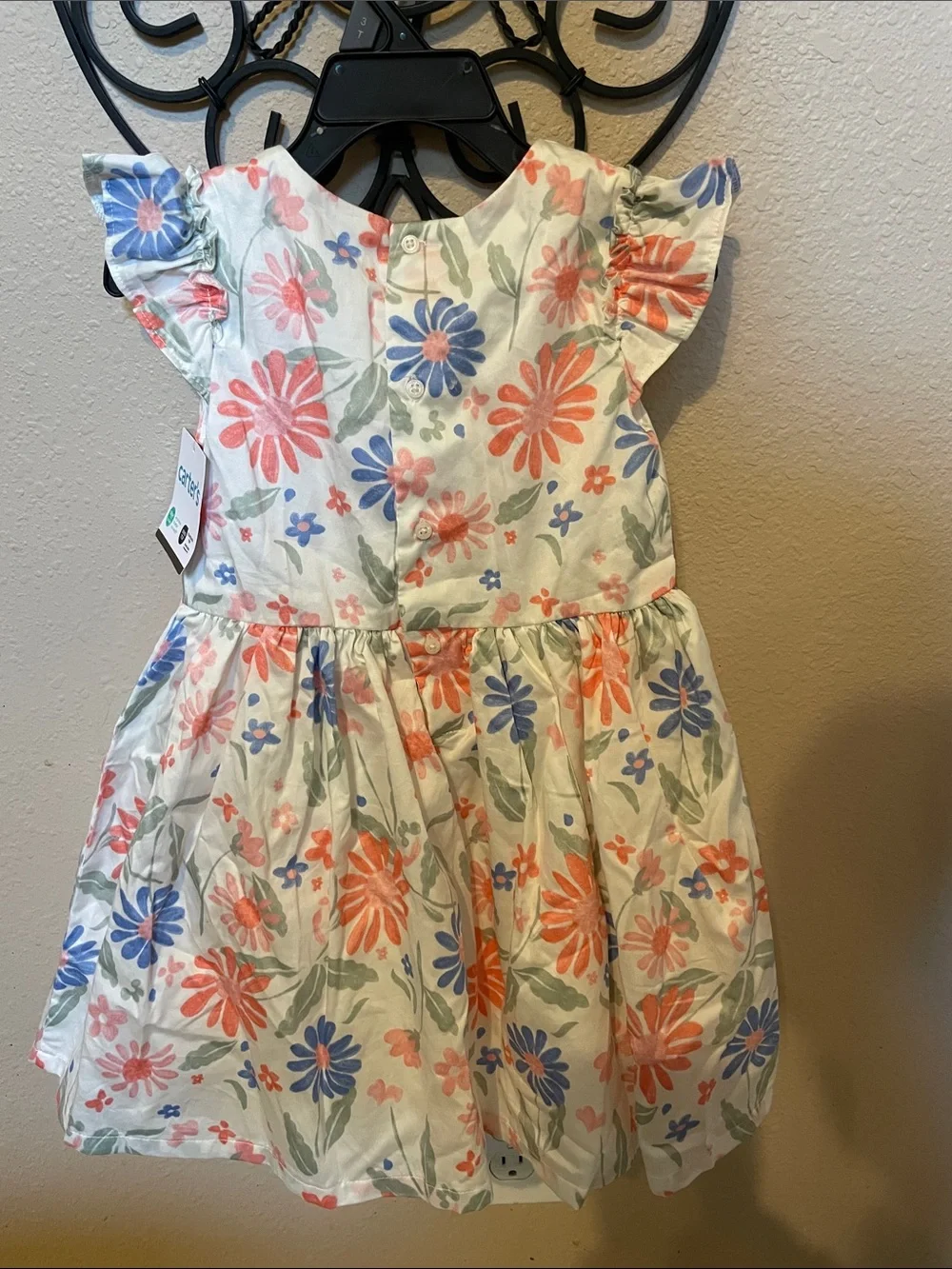 Carter's Floral Cotton Dress in Pink, Blue & Green 3T